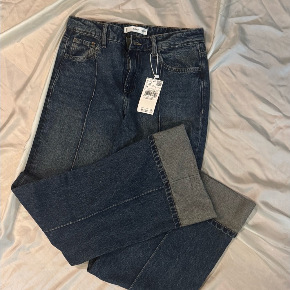 Mango Women's Dark Blue Straight Leg Jeans